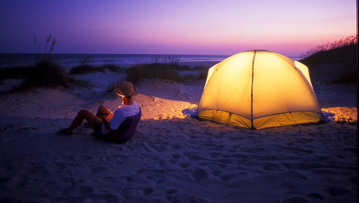 Beach camping on sale